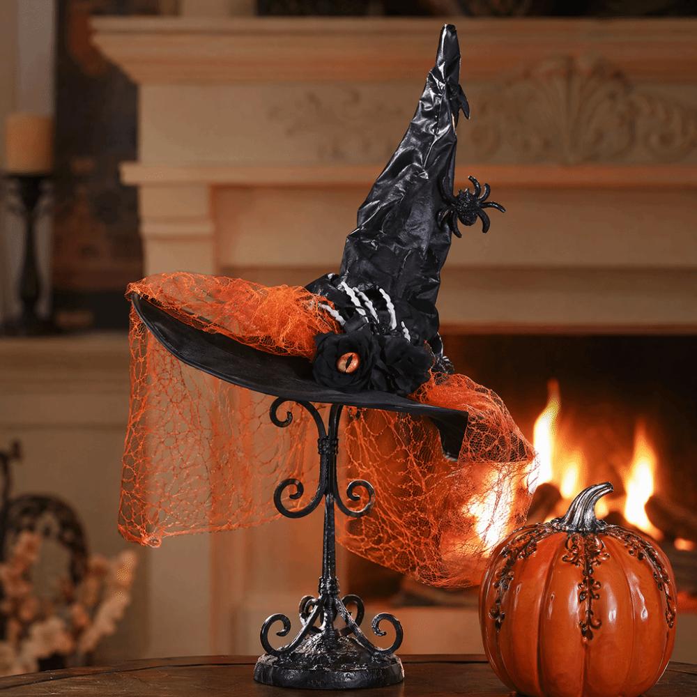 Eyeball Flower Witch Hat Spider Pendant Wizard Cap Cool Halloween Hat  Adult