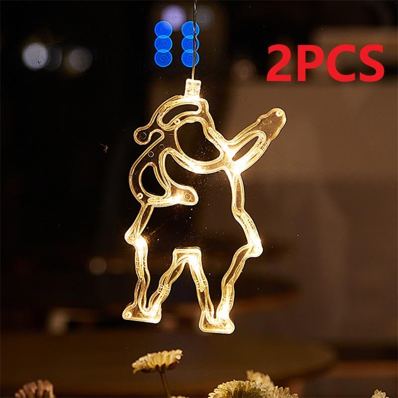 Christmas LED Light Snowflake Santa Hanging Sucker Lamp Window Ornaments Decoration for Home Xmas Navidad 2025 New Year Decor