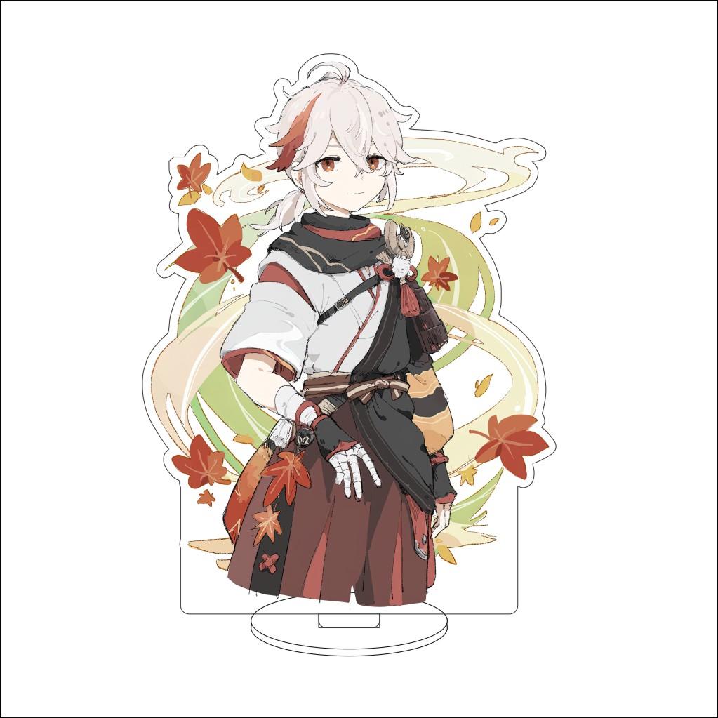 16CM Anime Genshin Impact Figure Stand Model Kaedehara Kazuha Cute Desk Decor Standing Sign Gifts