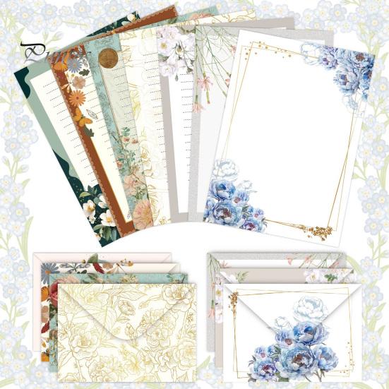 Floral Stationery Set 5Pcs Butterfly Paper Envelope Set, Vintage Writing with Lined Artistic Message Pages, Letter Kit for Letters, Greeting Messages,