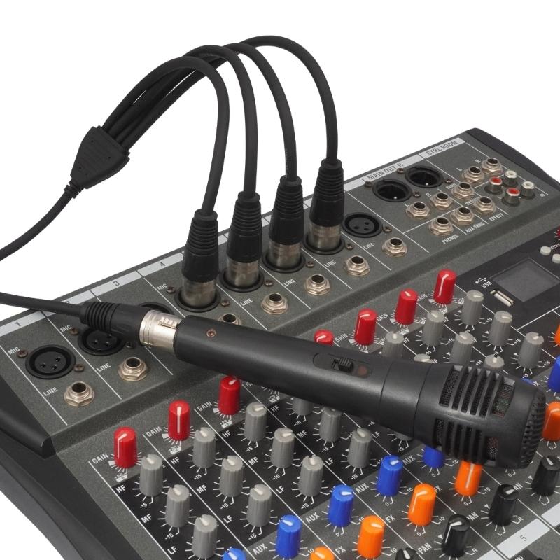 3Pin XLR Female To 4 Male Sound Splitter Cable 60Cm Metal Housing For Microphones Mixers Amplifiers Balanced Connection