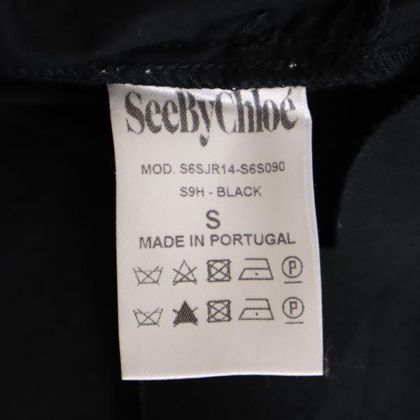 SEE BY CHLOE Short sleeve docking one piece S black Scalloped hem Women Used