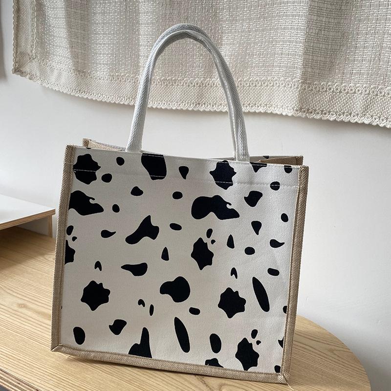 Linen Handbag, Shoulder Tote Bag, Female Student Large-Capacity Class Bag