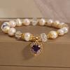 ZAKOL Heart-Shaped Butterfly Pendant Bracelet for Women Cute Beaded Wristlet Zircon Daily Birthday Gift