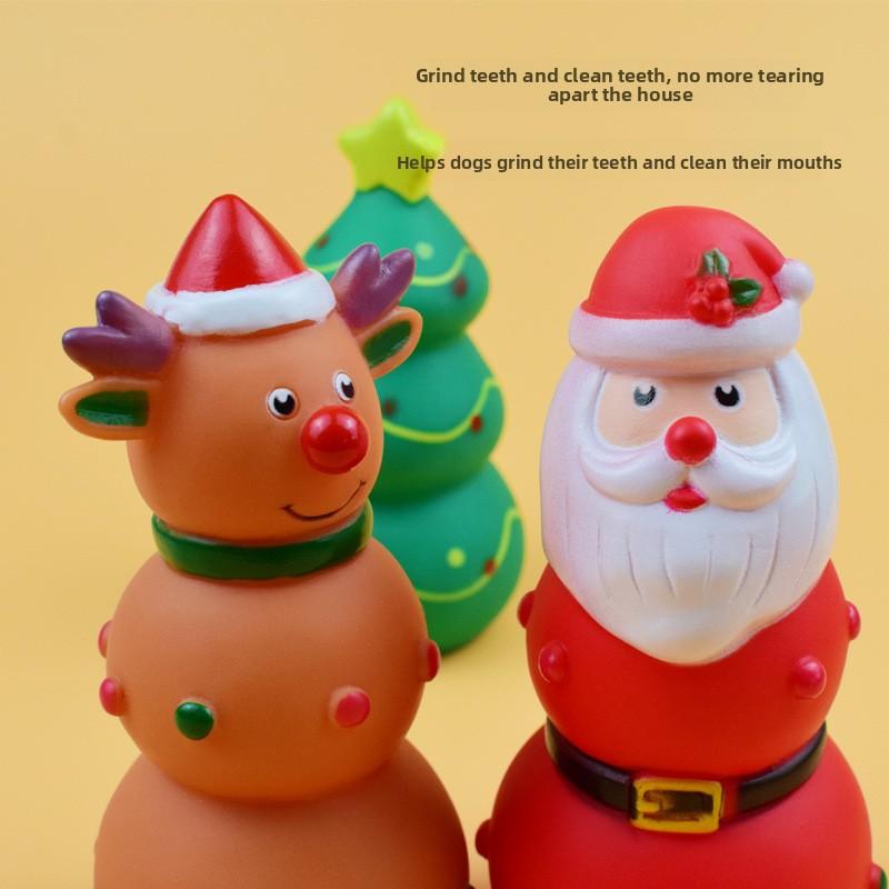 Christmas New Style Rubber Toy Christmas Tree Christmas Elk - Chewable and Grinding Toy for Pets with Sound Function