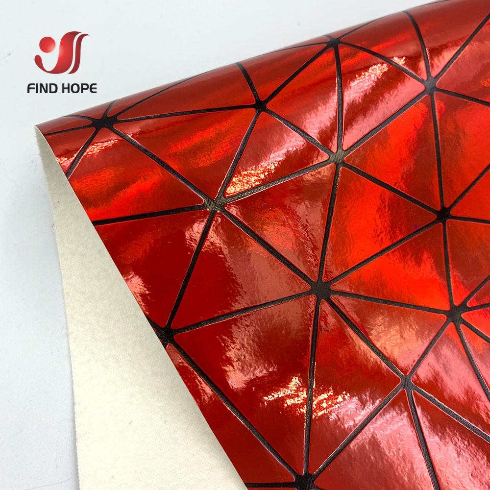 A5 A4 Laser Hologram PU Faux Leather Fabric Geometric Polygon texture for Bag Bow Craft DIY Jewelry Clothing Sewing Material