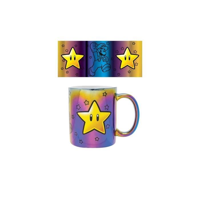Tazza - pyramid international - super mario - stella metallica power-up - porcellana - lavabile in lavastoviglie bianco