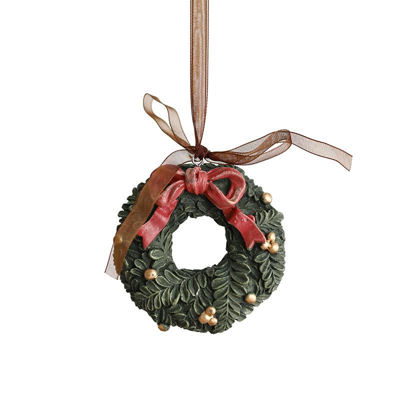 Retro-Style Elderly Boots, Snowman, & Bells Christmas Tree Hanging Decoration Resin Pendant Wreath