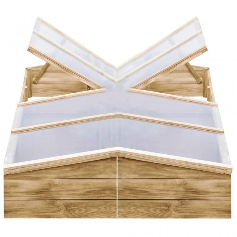 Día y Noche - Día y Noche Invernadero de madera de pino impregnada 2 uds 200x50x35 cm
