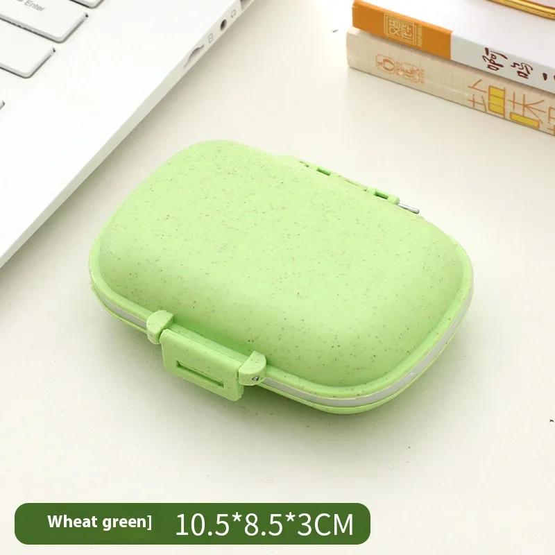 1PC Portable 8-compartment Sealed Pill Box Moisture-proof One-week Pill Box With Cover Double-layer Dispenser Medicine Box