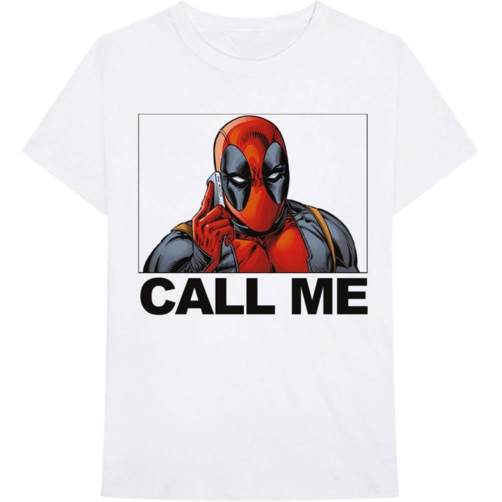 Men s Deadpool Call Me Slim Fit T-shirt Large White M
