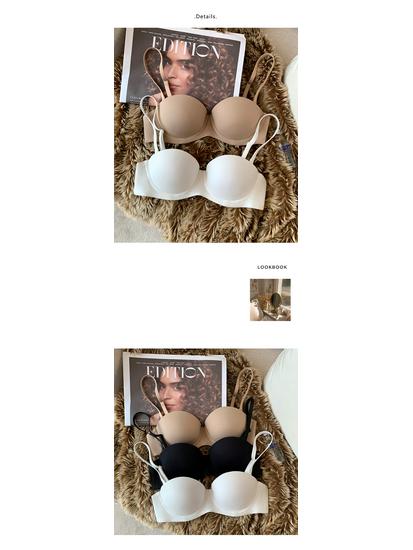Damen trägerloser BH: Sexy, Glatt, Verstellbar, Weicher Bügel, Halbschalen-Design für kleine Brust.