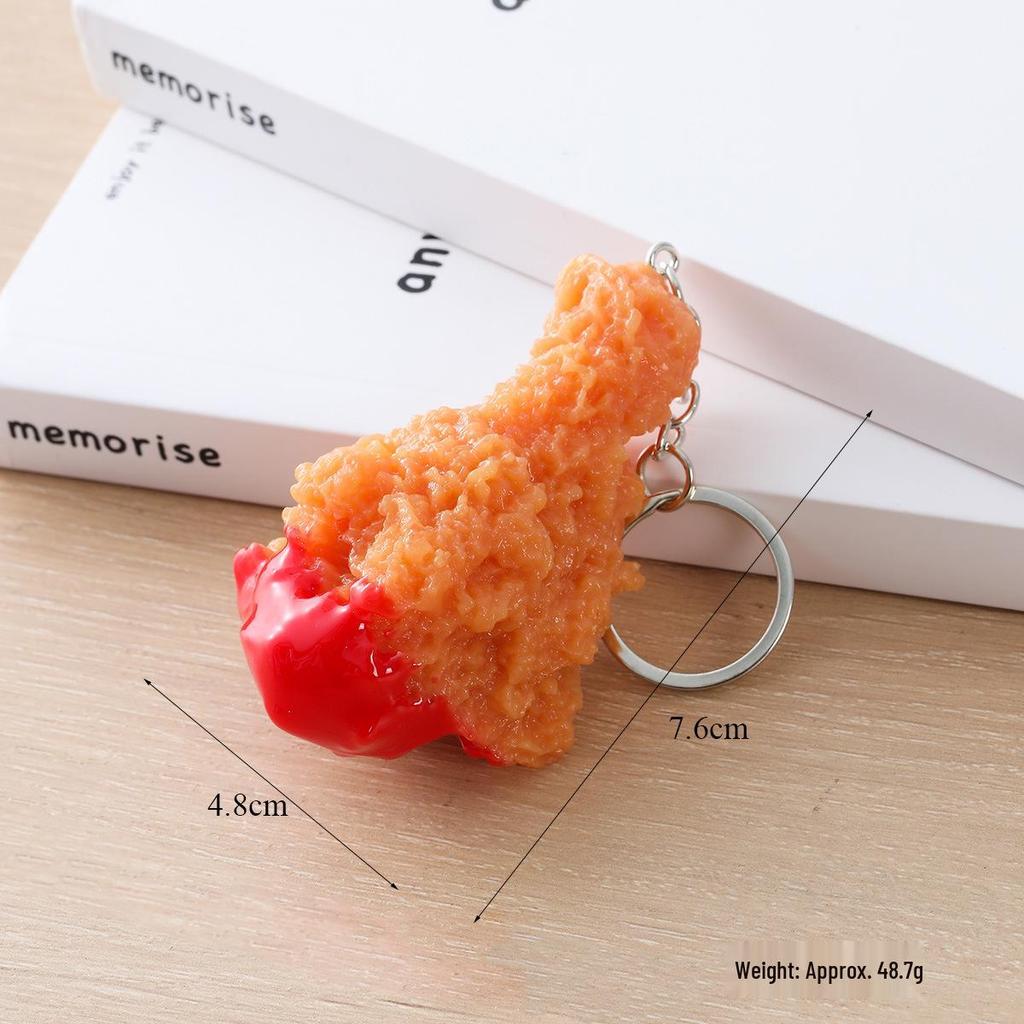 PVC Fried Chicken & Cola Keychain - Play Food Model Including Drumsticks, Wings, Nuggets