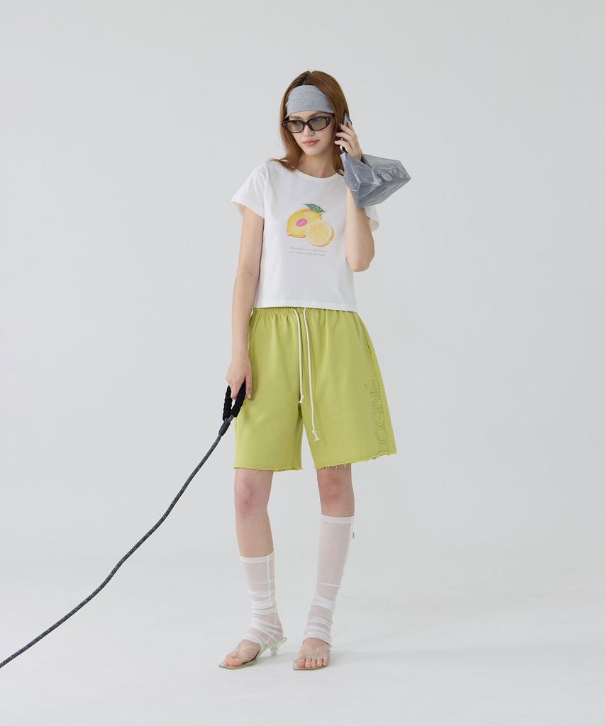 Une Logo Stitch Bermuda Sweatpants_Lime