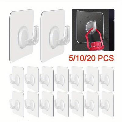 Toallero Transparente Adhesivo de Pared - Fácil de Instalar, Pieza Duradera de Almacenamiento para el Hogar y el Baño, Diseño Moderno, Ganchos Prácticos