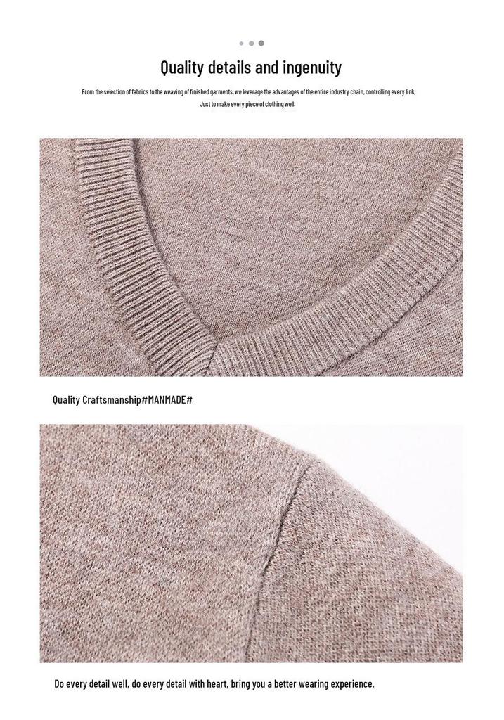 Men's Pure Wool V-Neck Sweater - High-End, Thickened, Warm Winter Knit for All Ages
