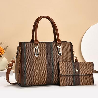 Dámská crossbody kabelka s jedním ramenem, elegantní, retro pruhovaná, elegantní, s velkou kapacitou, kombinace, pro ženy středního věku