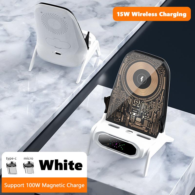 

Беспроводное зарядное устройство VAORLO 100 Вт, магнитная вилка типа C, супер зарядка 15 Вт для всех смартфонов, держатель 3 в 1, беспроводное зарядное устройство, громкоговоритель