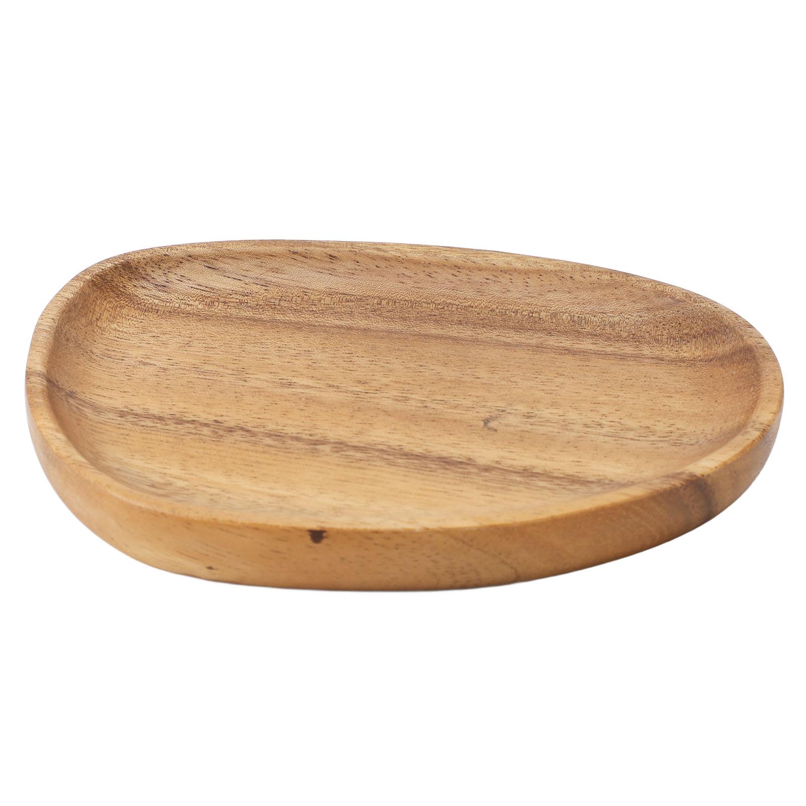 

Dinner Plate Walnut Wood Japanese Style Unique Reusable Serving Food Plate for Dessert Snack Fruit