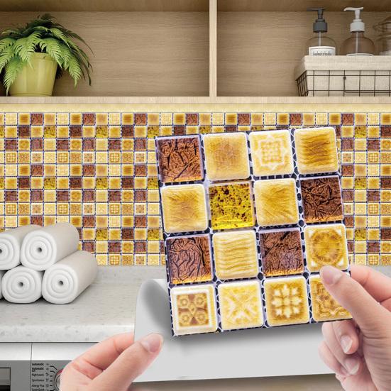 10ks/sada Exquisite Easy Clean Anti-Scratch Samolepicí PVC samolepicí 3D obtisk na dlaždice 3D samolepka na dlaždice