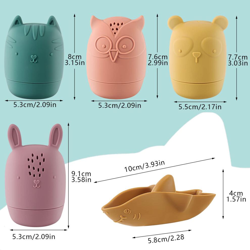 Baby Bath Toys for 1-3 Year Olds, Silicone Mold Free Bath Toys Toddler Sensory Educational Toys Floating Bathtub Water Toys for 3+ Years Old Boys