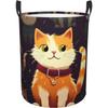 Cat Print Laundry Basket Circular Hamper Waterproof Bathroom Hamper Storage Bin Organizer Basket Laundry Hamper