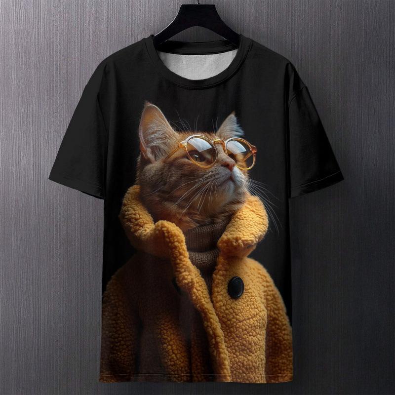 

Funny Cat Creative T-Shirts Animal 3D Print Men s Women O-Neck Short Sleeve T Shirt Tees Harajuku Shirt S