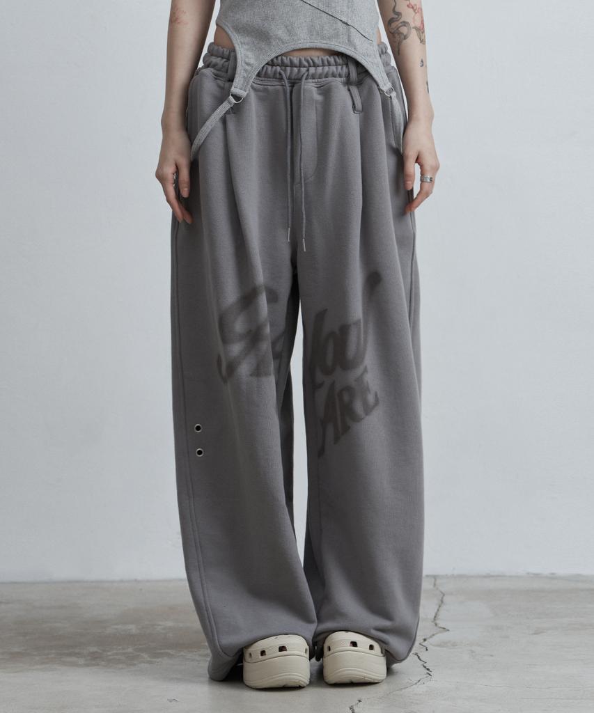 Aejeuyua Aya Belted Balloon Sweatpants Dark Gray