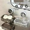 Soap Holder with Suction Cup Wall Hanging Double Layer Non Slip Soap Box No Punch for Bathroom Shower Home Storage