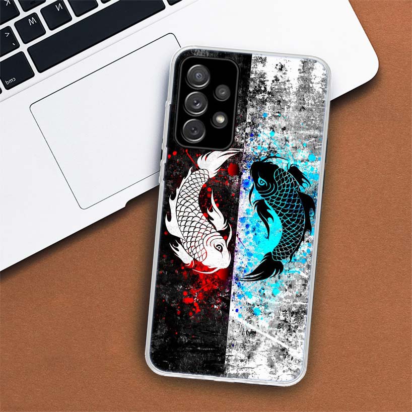 Japan Koi Fish Yin Yang Art Phone Case For Samsung Galaxy A51 A71 A50 A70 A40 A30 A20E A10 A41 A31 A21S A11 A01 A6 A8 + A7 A9 Pl