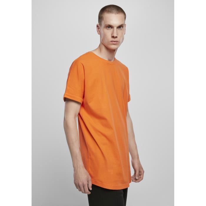 T-shirt - Urban Classics - Long Turnup Tee - Orange - 100% Coton - Coupe Loose