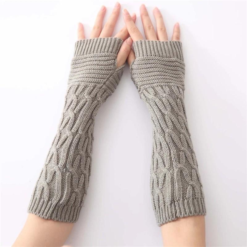 Long Fingerless Gloves Women‘s Mitten Winter Arm Warmer Knitted Sleeve Fine Casual Soft Girls Goth Clothes Punk Gothic Glove
