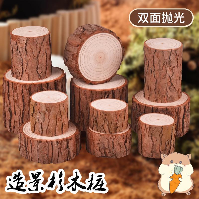 Hamster Cage Fir Wood Landscaping with Climbing Steps, Piles, and Fence Platform Toys