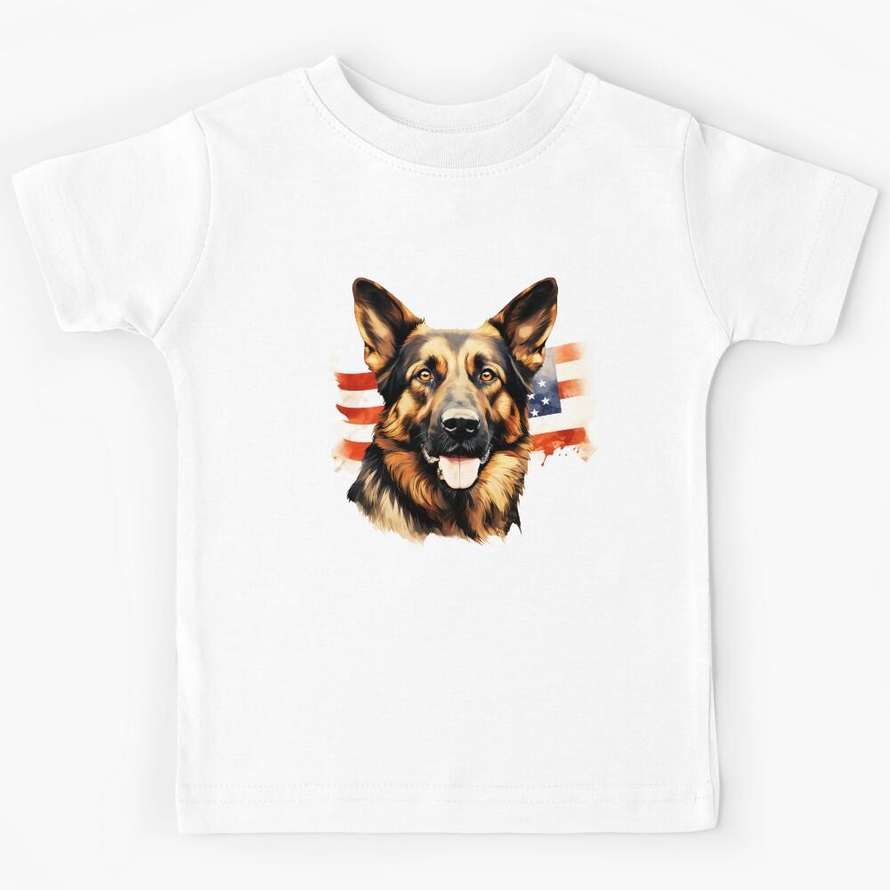American Flag German Shepherd Kids T-Shirt 150