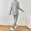 2025 Autumn Women's Casual European & American Knit Suit Set - Loose, Round Neck, Ribbed Design