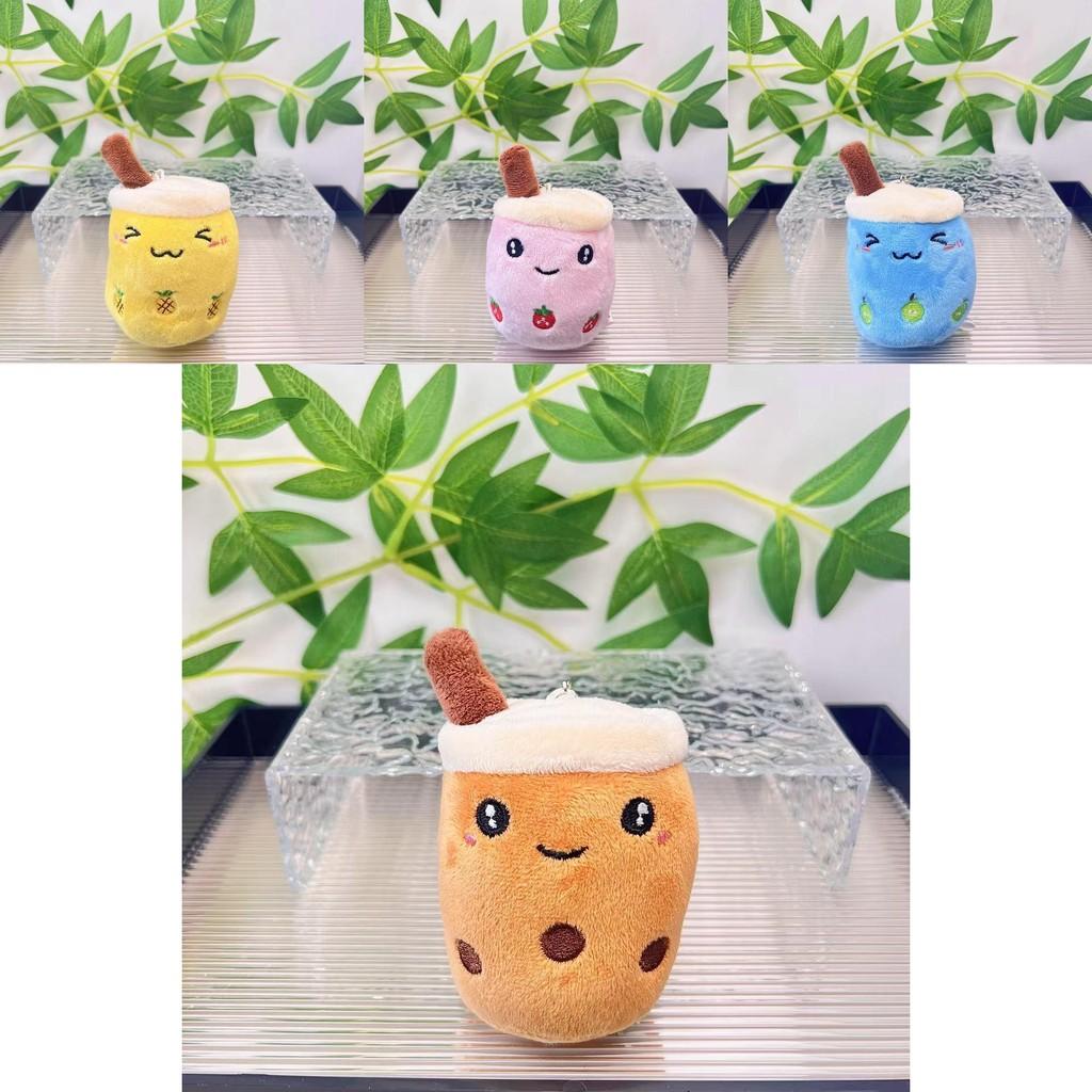 Cute Fruit Bubble Tea Cup Plush Keychain Adorable Cartoon Plush Toy For Kids