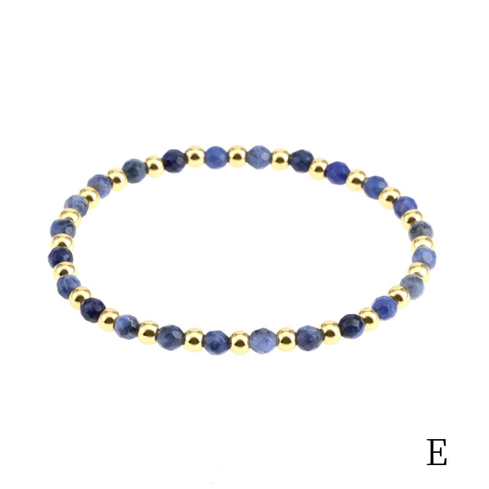 European & American 4mm Faceted Amazonite Bead Bracelet with Spliced Copper-Plated Metal Accents