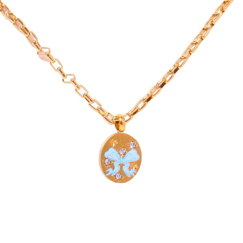 

Fashion Painted Bowknot Pendant Necklace Adjustable Choker Exquisite Collar Necklace Party Jewelry Clavicle Chain 1