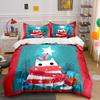 Cute Cat Christmas Design Set Bedding Duvet Cover Set Duvet Cover Pillowcases (1*Duvet Cover 2*Pillowcases, Without Duvet Insert)
