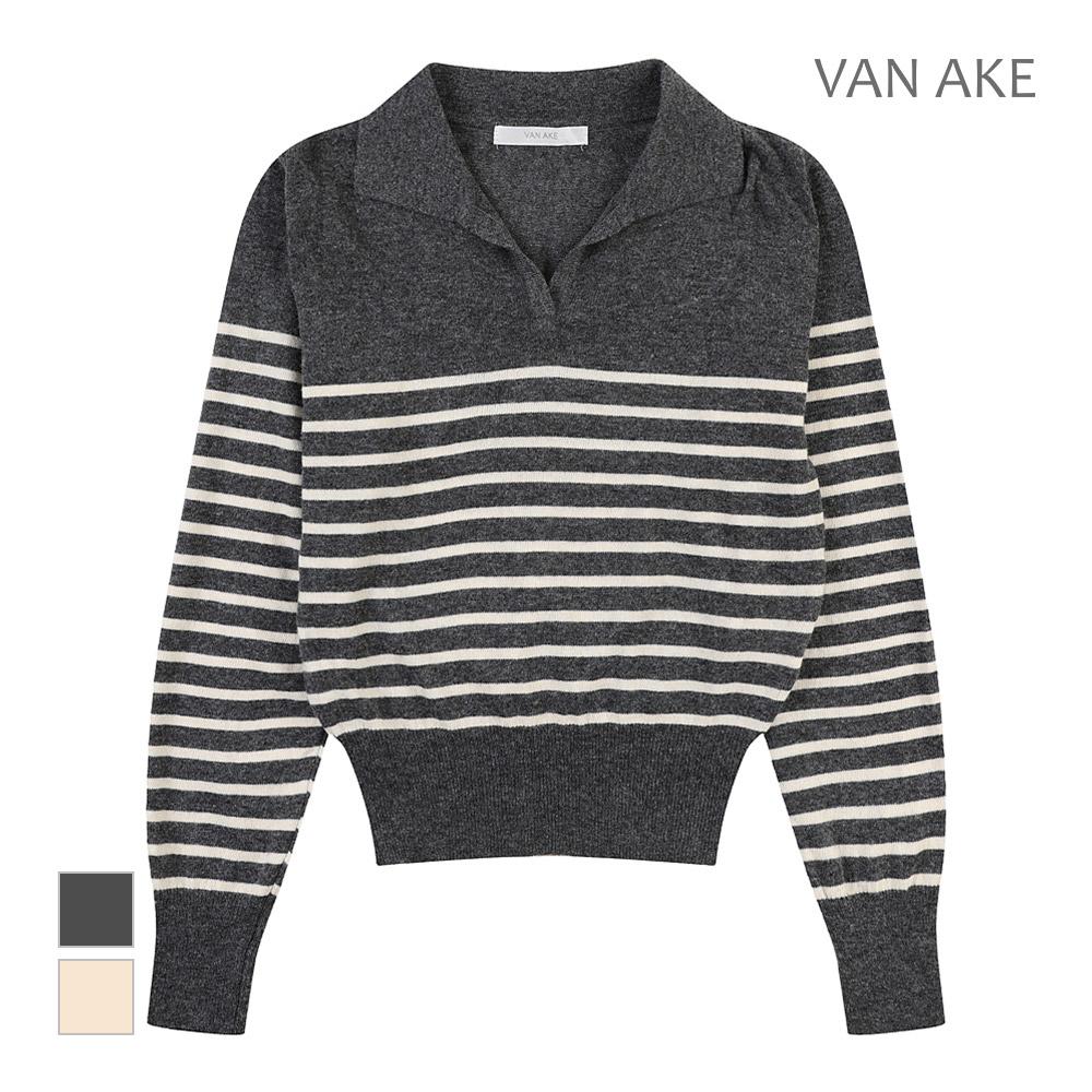 VANAKE Slim Striped Collar Knit_Vb3Yktq307Z