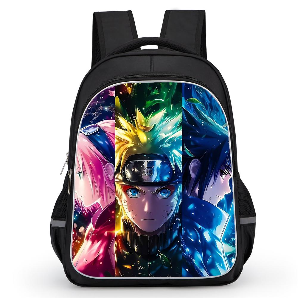 NARUTO Anime Kids Student Backpack 16 Inch Lightweight Durable School Bag Dual Zipper Pockets Casual Daypack For Boys Girls 5-10