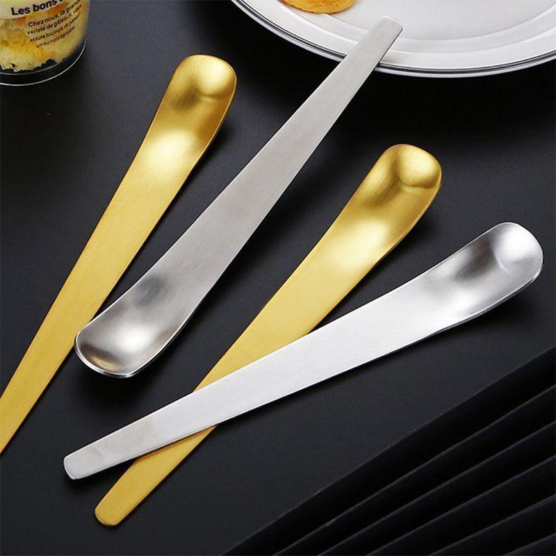 Household dessert spoon stainless steel flat head spoon long handle digging spoon cake ice cream cheese spoon stirring dumpling picking stuffing spoon