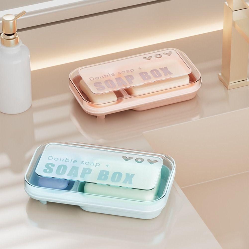 With Cover Double Soap Dishes Drainage Large Soap Holder New Soap Storage Box Bathroom Travel