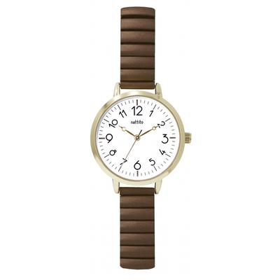 [Fieldwork] Damenuhr Analog Balgband Edelstahl Braun Marle YM118-3