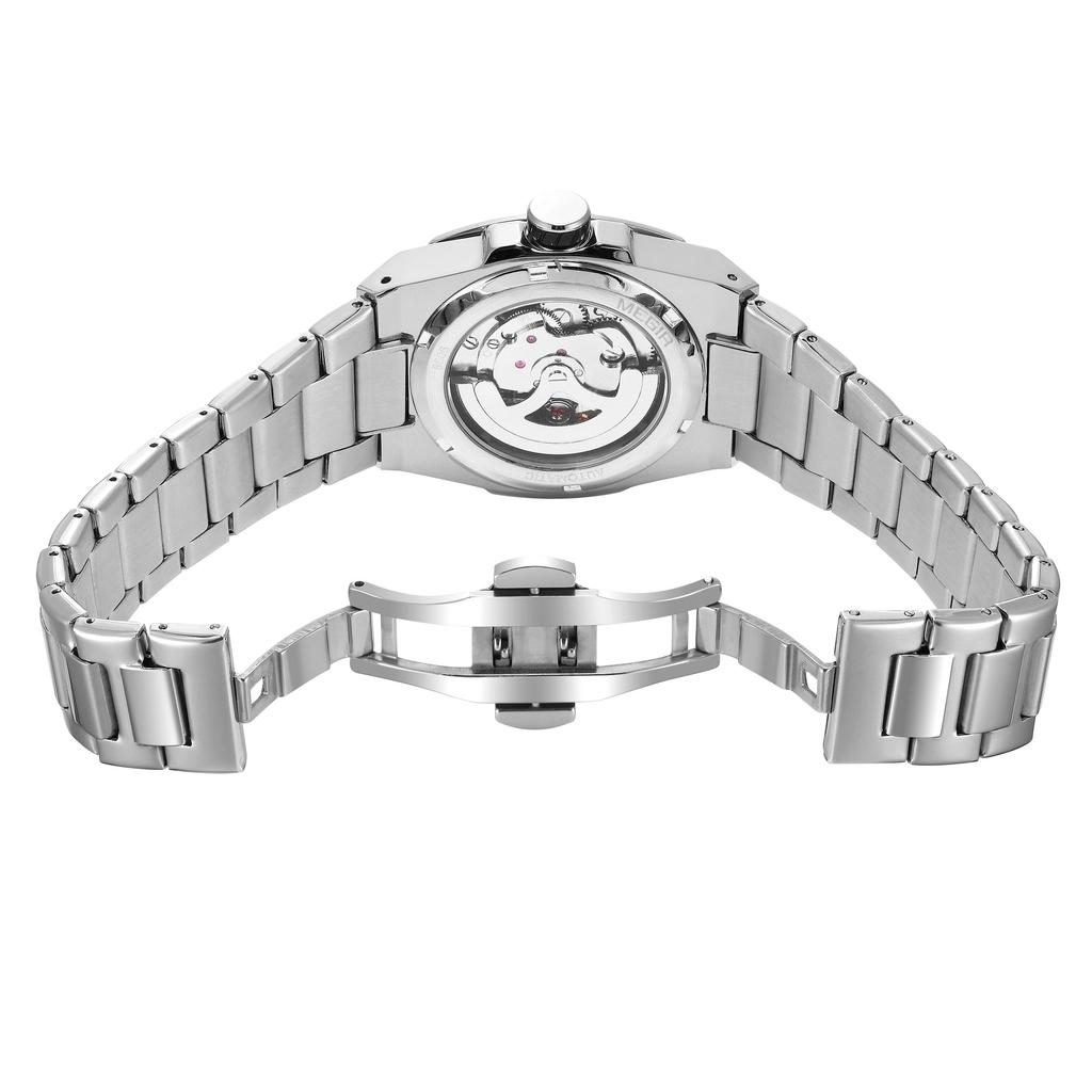 Megir Luxusní mechanické pánské hodinky Skeleton ciferník Business volnočasové náramkové hodinky Plně automatické náramkové hodinky Hodiny Relogio Masculino 8606