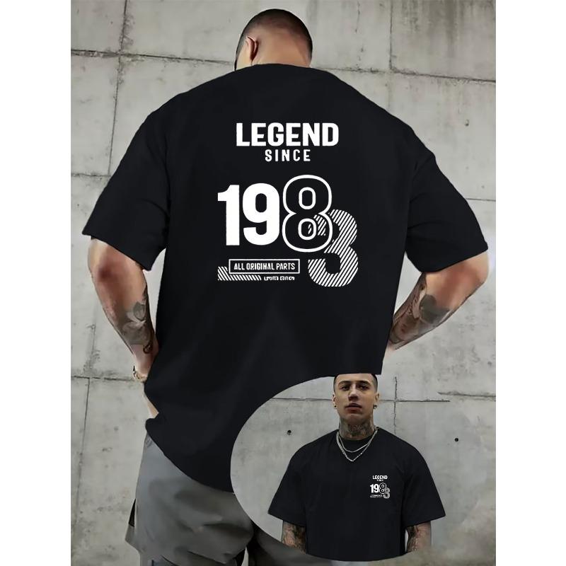 

European Size 1983 Legendary Reissue, Vintage Year Commemorative Edition PrintedMen s Casual T-Shirt with Creative Pattern Design,Double-Sided Graphic 4XL
