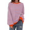 Simple Home Leisure New, Striped Pattern Round Neck Trend Long Sleeve, Pullover Color T-shirt
