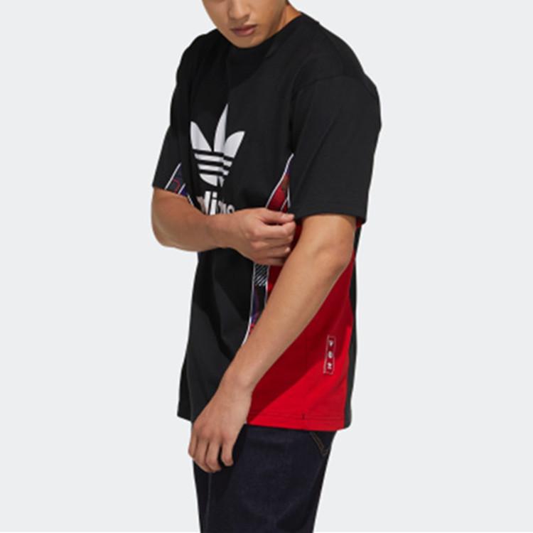 Adidas Originals Trefoil CNY Tape Tee Logo Patchwork Crew Neck T-Shirt Men Tops Black GN5446