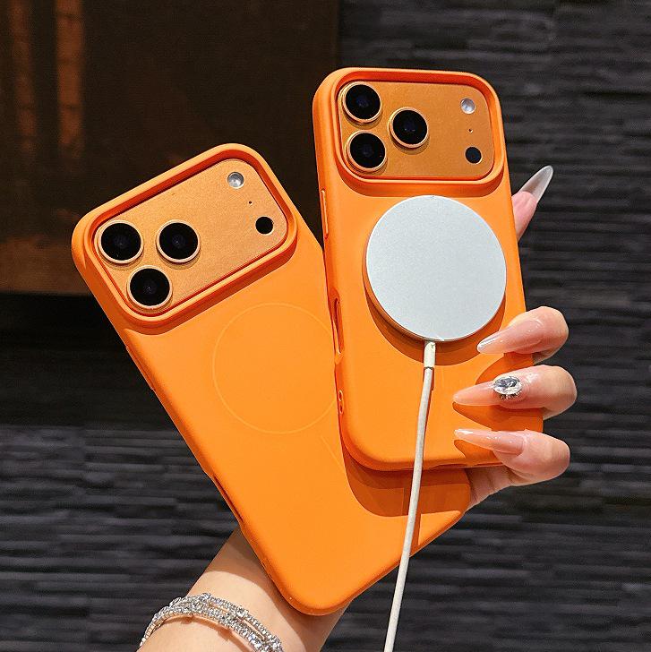 

Official Orange Apple 17 Magnetic Thin Ring Silicone Protective Case for iPhone 17pm iPhone 17