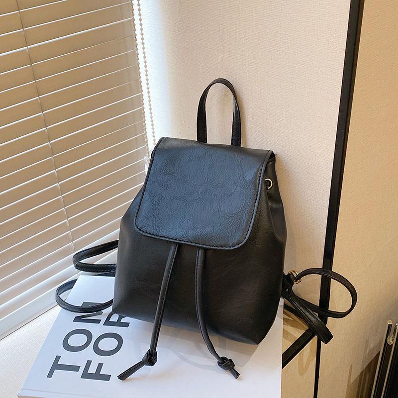 

Винтажный коричневый женский рюкзак на шнурке - Коллекция весна 2025 чёрный